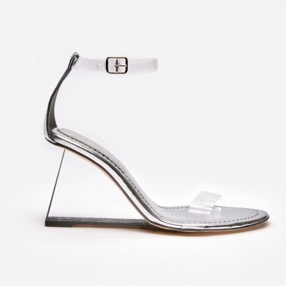 Good American ‘Cinder F*cking Rella’ Wedges - Silver/Clear